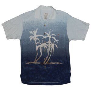 Vintage Luau Short Sleeve Button Up Hawaiian Shirt Men's Medium Palm Trees